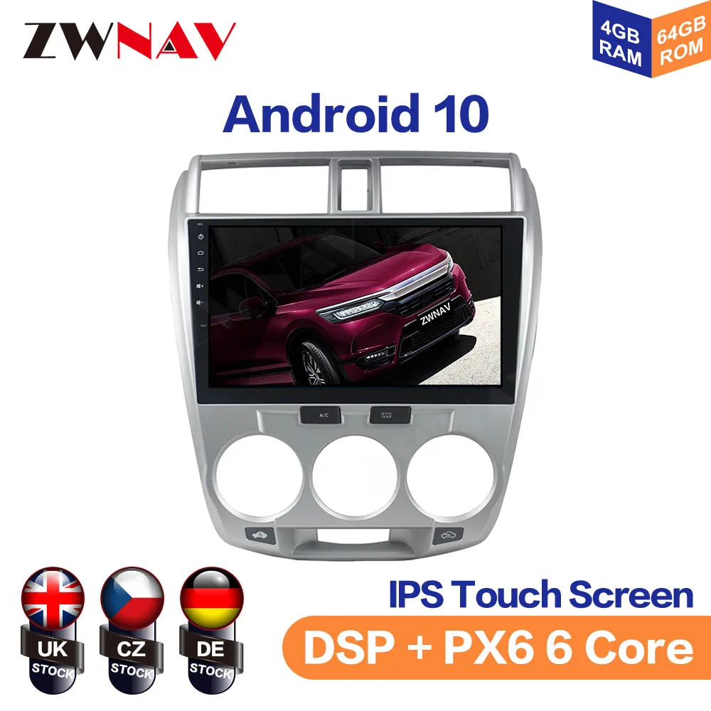 Android 10 IPS Screen For HONDA CITY Silve 2006-2013 Car Multimedia Player Navigation Audio Radio Stereo Head Unit Gps 2din auto