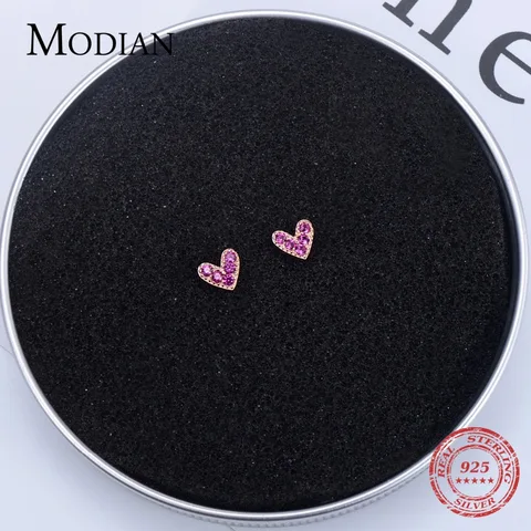 Серьги-гвоздики Modian из серебра 925 с фианитом — изображение товара