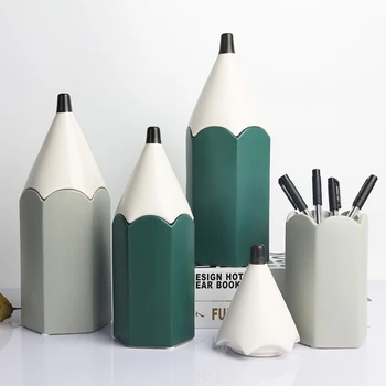 Cute pencil shaped pen holder ceramic pencil case planter pot makeup brushes holder home office desk organizer