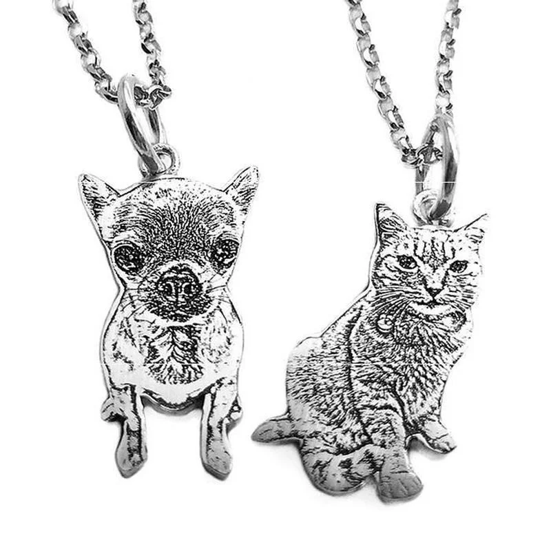 Exquisite Cat and Dog Cute Animal Necklace Fashion Income Ladies Cat and Dog Necklace Couple Cute Pendant Pet Photo Necklace