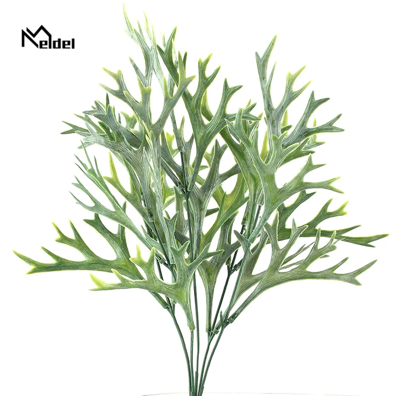 Artificial plant leaf staghorn fern high imitation plant pine branch grass floral material home decoration plastic fake leaf