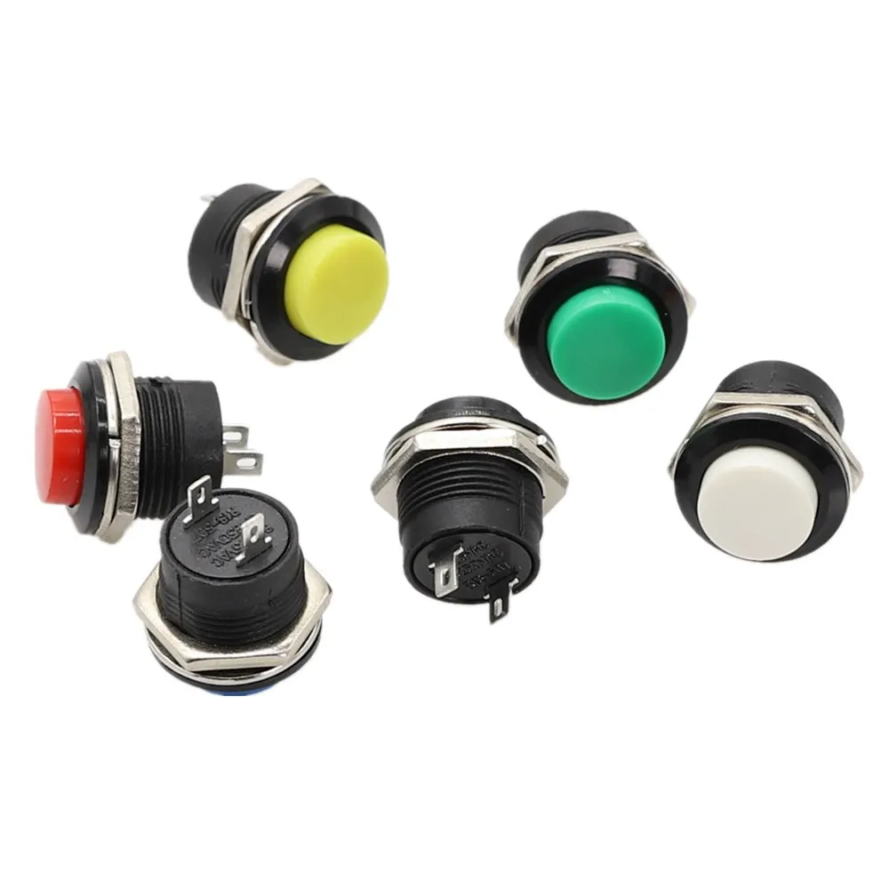 

10pcs 16mm Momentary Push Button Switch OFF (ON) Self-reset pushbutton switches 6A/125VAC 3A/250VAC Round Switch R13-507