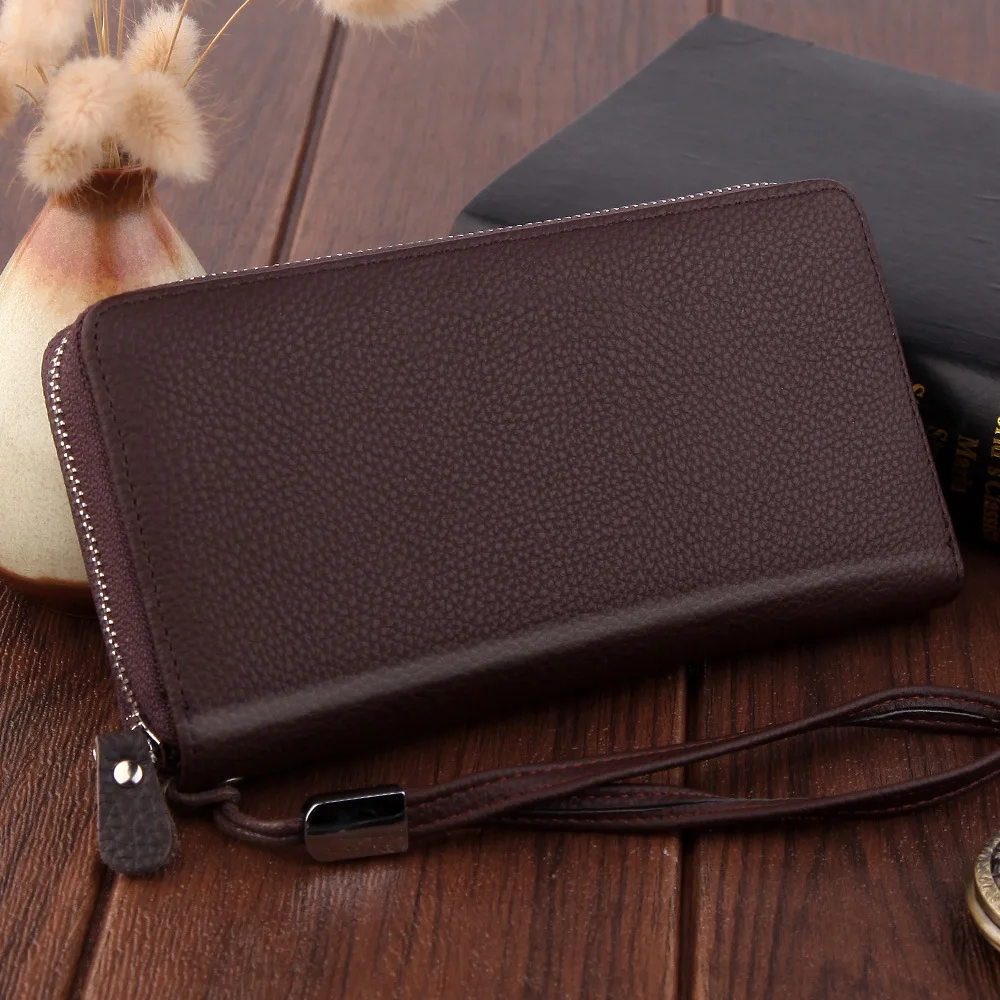 2020 Men's Wallet Business Style Large Capacity Long Handbag Multifunctional Litchi Zipper Clutch New