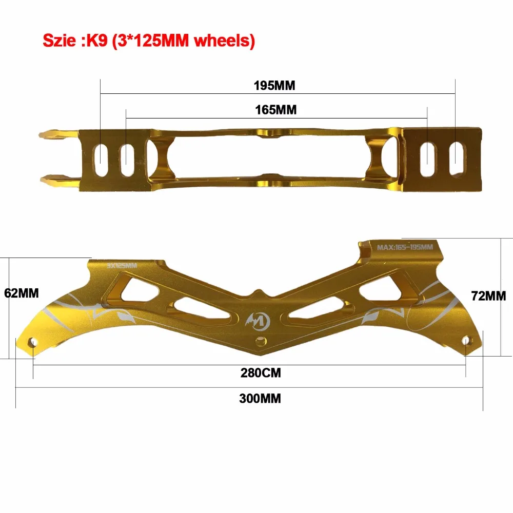 انلاين سرعة الزلاجات الإطار عجلة تحمل مزيج ل 3X125mm قاعدة التزلج 165 إلى 195mm جبل K9 280mm