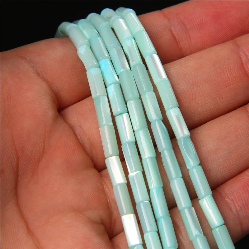 Colorful Natural Freshwater Shell Tube Beads Dyed Mother of Pearl Shell Loose Beads for Jewelry Making DIY Bracelet Necklace 15\