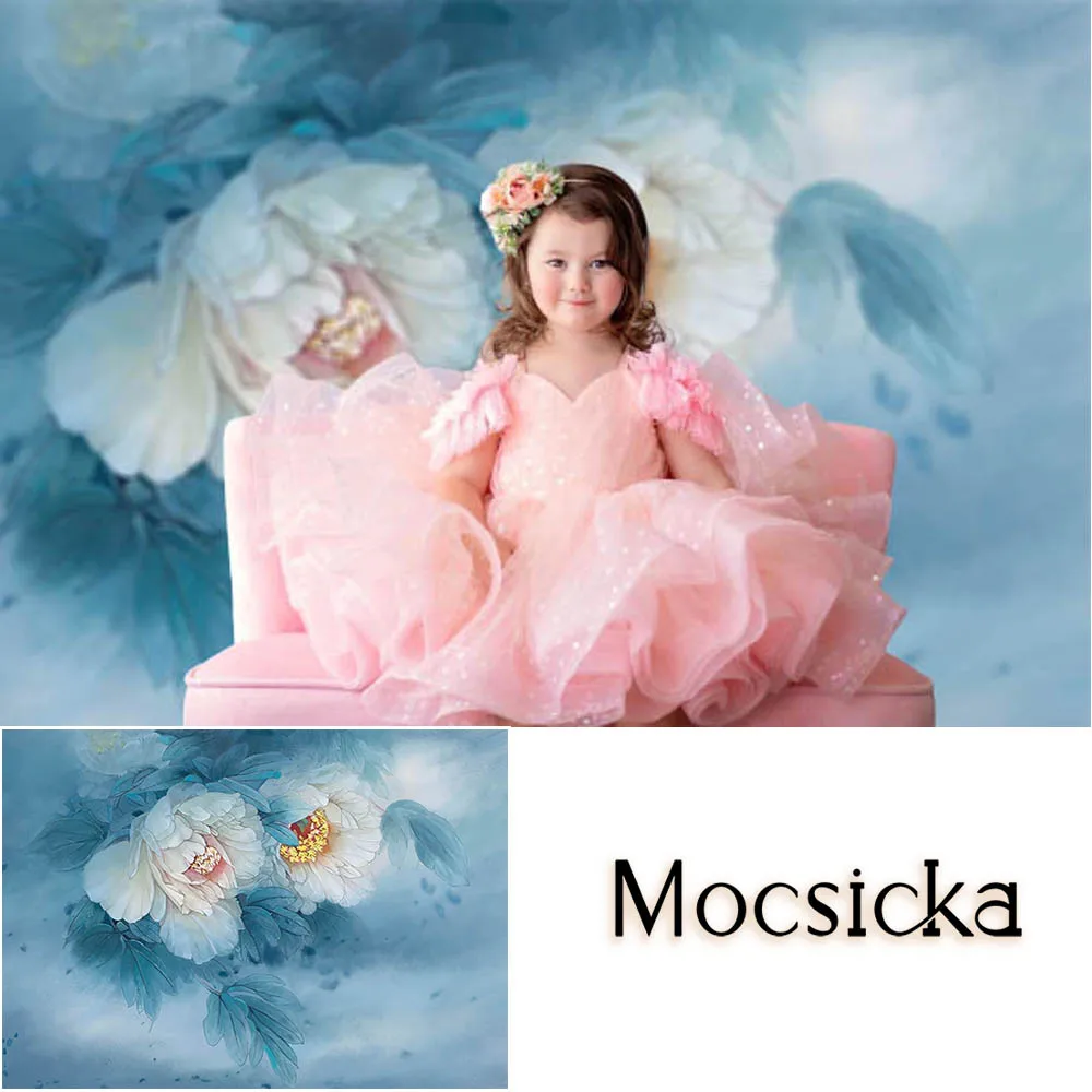 Mocsicka Blooming White Flowers Photography Backdrops Floral Children Kids Birthday Maternity Art Backgrounds for Photo Studio