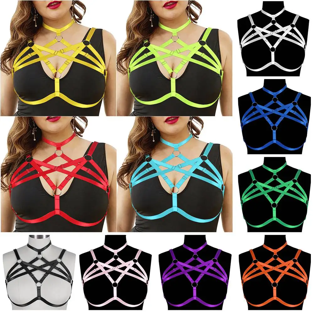 

Bondage Harness Sexy Plus Size Lingerie Fetish Bdsm Busty Womens Corset Bustier Suspender Belt Garters Elastic Straps Bra Goth