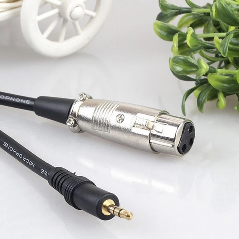 2.5m long XLR 3 Pin Female to Right Angle 1/8 XLR3F to Right-angle 3.5 mm TRS for DV Camera Stereo Microphone Mic