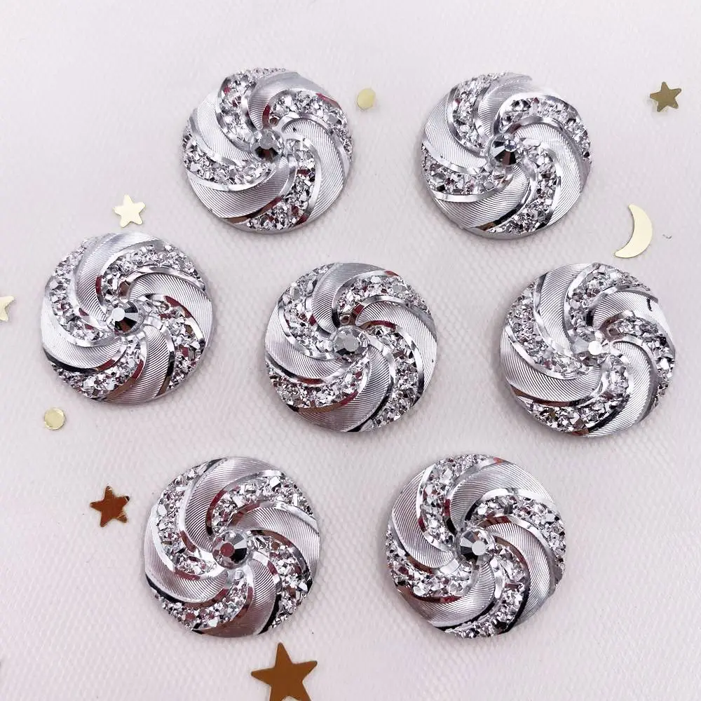 10PCS Shiny AB Resin 20mm Round 3D Whirlwind Flatback Rhinestone Scrapbook DIY Wedding Applique Ornament Crafts SG64