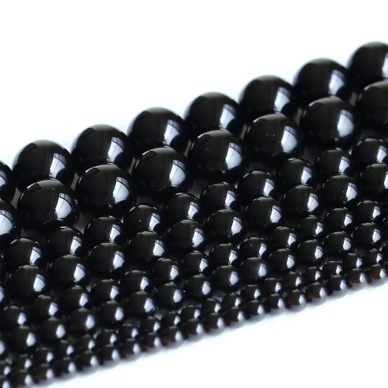 6-14 mm Natural Genuine Morion Black Quartz Crystal Round Loose Beads