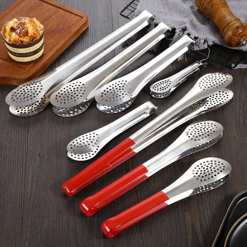 

Stainless Steel Kitchen Non-Slip Food Clips Buffet Steak Salad Tongs for Barbecue Cake Bread Baking Clamp Cooking Kitchenware