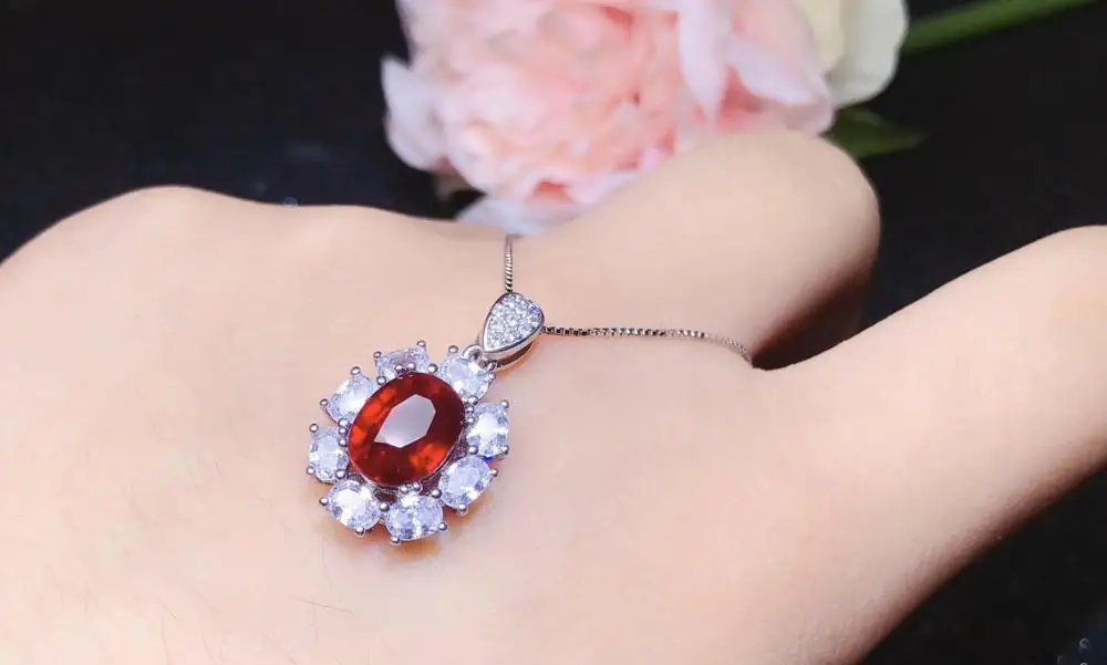 

The Best Gift for Your loved Girl Natural Real Ruby necklace pendant S925 sterling silver Natural real ruby Pendant