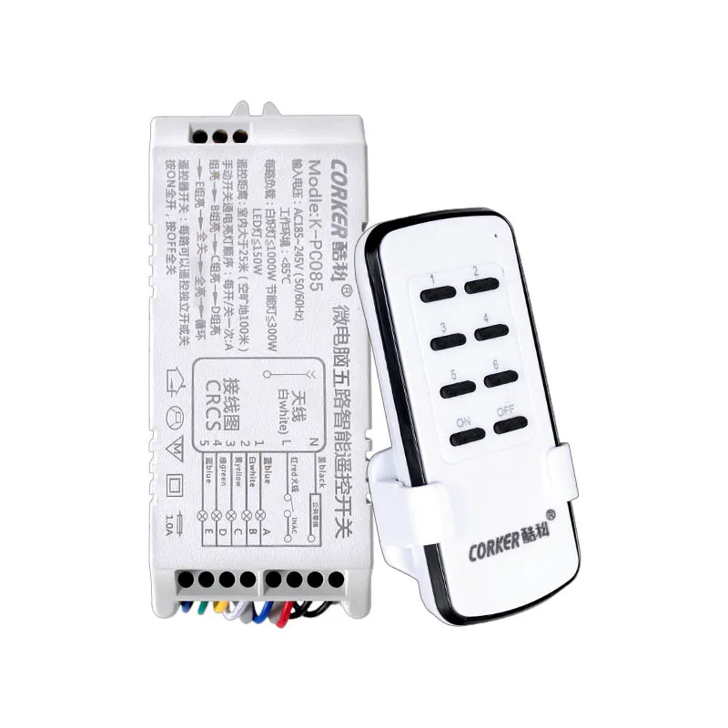 Ge Ding Wireless Lighting Remote Control Switch Power Remote Control Smart Module CORKER 220V 5-Way 6 Ways Remote Control Switch