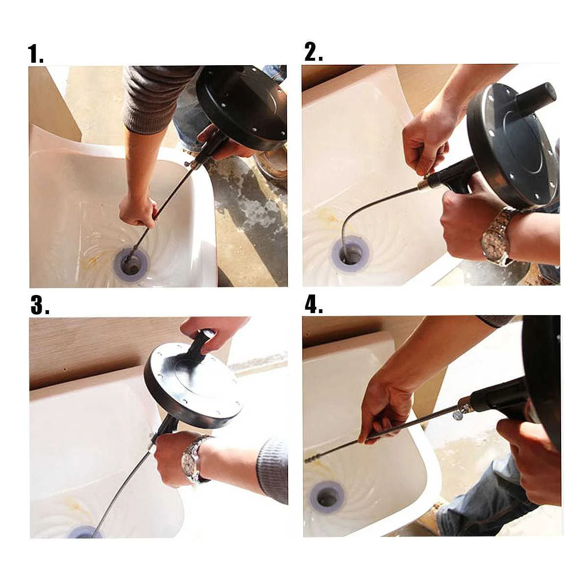 Sink Pipe Drain Cleaner Unblocker Auger Unblock Plunger with 5M Snake Cable Bathroom Dredging Tool Cleaning Sewer Brush