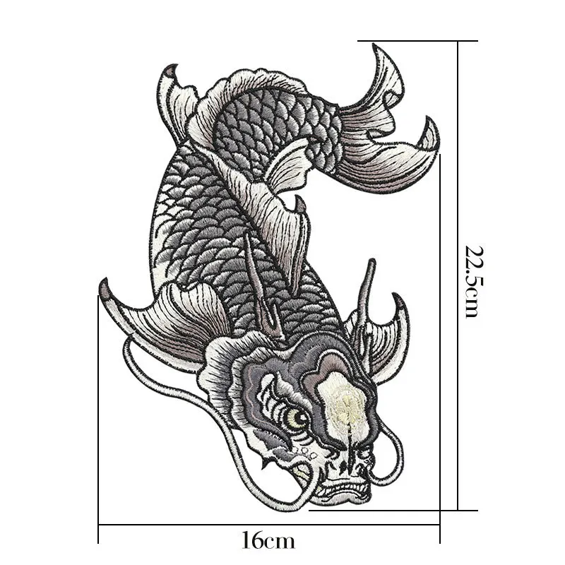 Japanese Zephyr Series Koi Symmetrical Large Patch Squid Decoration Clothes Bag Fashion Hand Sewing Cloth Stickers