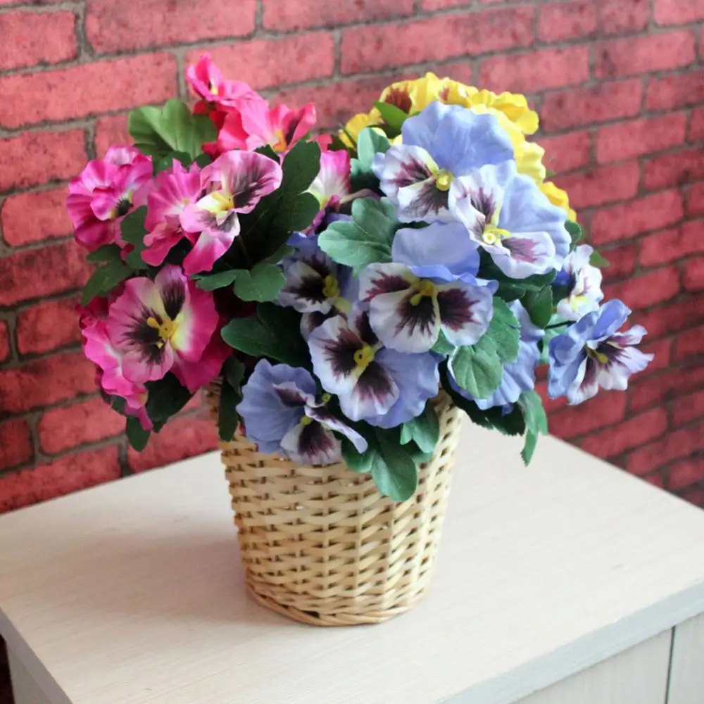 1Pc Artificial Flower Pansy Garden DIY Stage Party Home Wedding Craft Decoration Vivid Color Made Of High Quality Material