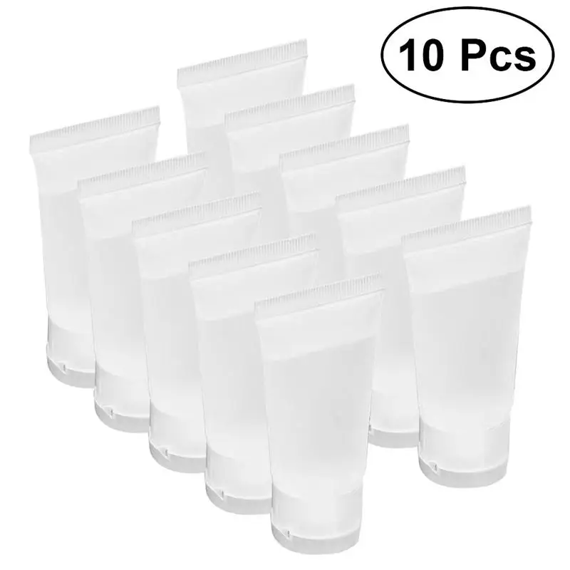 10pcs 10ml Refillable Empty Bottles Travel Squeeze Bottle Storage Container With Flip Cap For Shampoo Body Lotion Dispensers