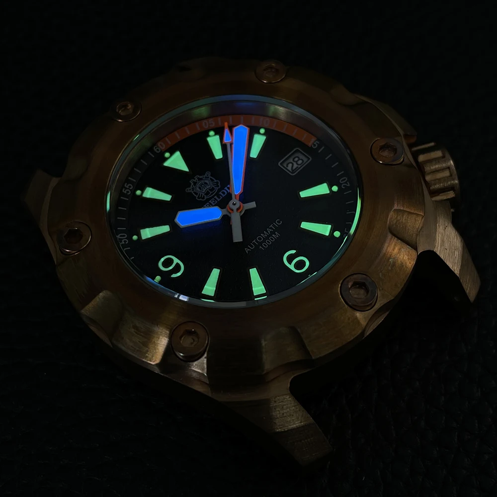 Imagem -02 - Solid Bronze Case And Bezel Nh35 Relógio de Mergulho Antigo Automático para Homens Relógio de Mergulho Impermeável 45 mm 1000m Nova Chegada 2024 Steeldive-sd1942s