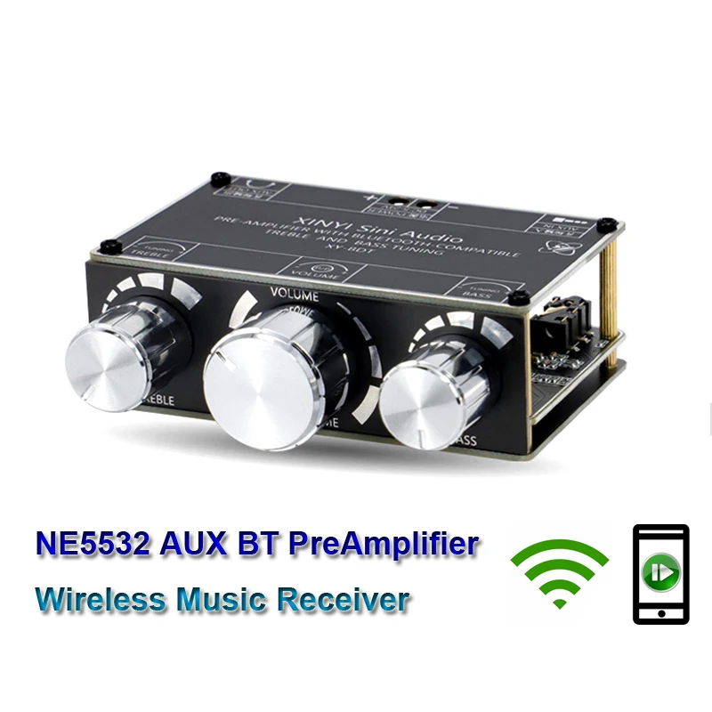 Tone Preamplifier HiFi Audio NE5532 Equalizer Bluetooth-Compatible 5.1 Wireless Receiver Preamp Aux Pre Amplifier Aux DC5-24V