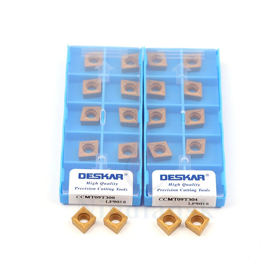 Herramienta de torneado externo para piezas de acero, inserto de carburo 100% original, CNC, 10 piezas, CCMT09T304, CCMT09T308, LF9018