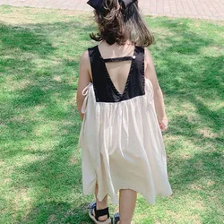 Summer Girls' Dress Korean Style Color Matching Halter Dress Sweet Princess Dress Korean Style Baby Kids Children'S Clothing