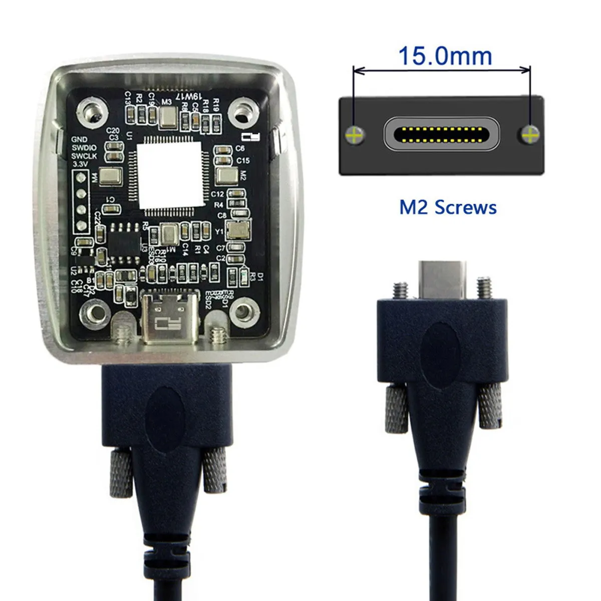 USB 3.1 Type-C Dual M2 Screws Locking to Locking USB-C 10Gbps Data Cable Panel Mount Type