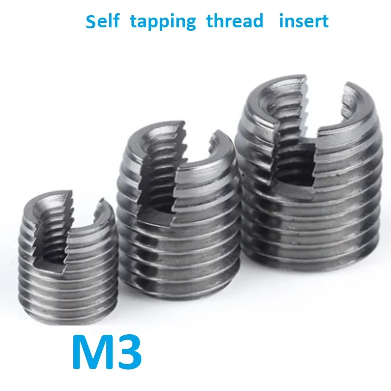 

10pcs M3 stainless steel SUS303 Threaded Inserts Metal Thread Repair Insert Self Tapping Slotted Screw Threaded