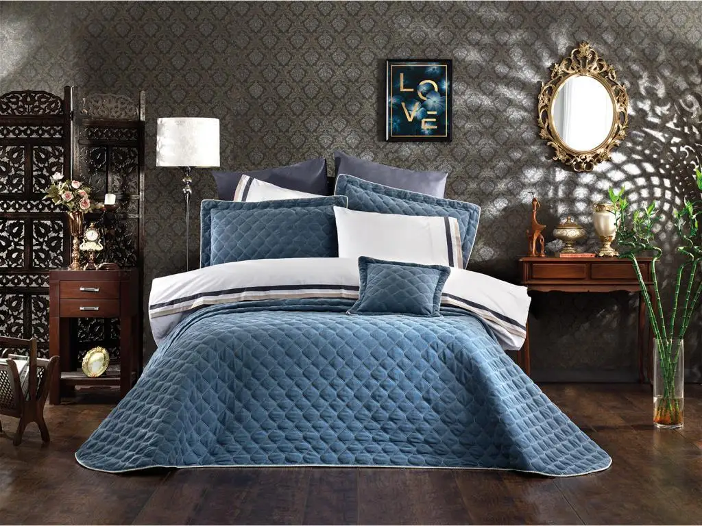 Dalyan Double Personality Nevresimli Bedclothes Oil Blue