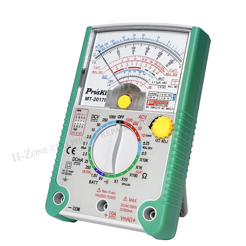 Proskit MT-2017 MT-2019 AC/DC Analog Graph Pointer Multimeter Ammeter Resistance Capacitance Diode Volt Amp Ohm hFE LED Meter