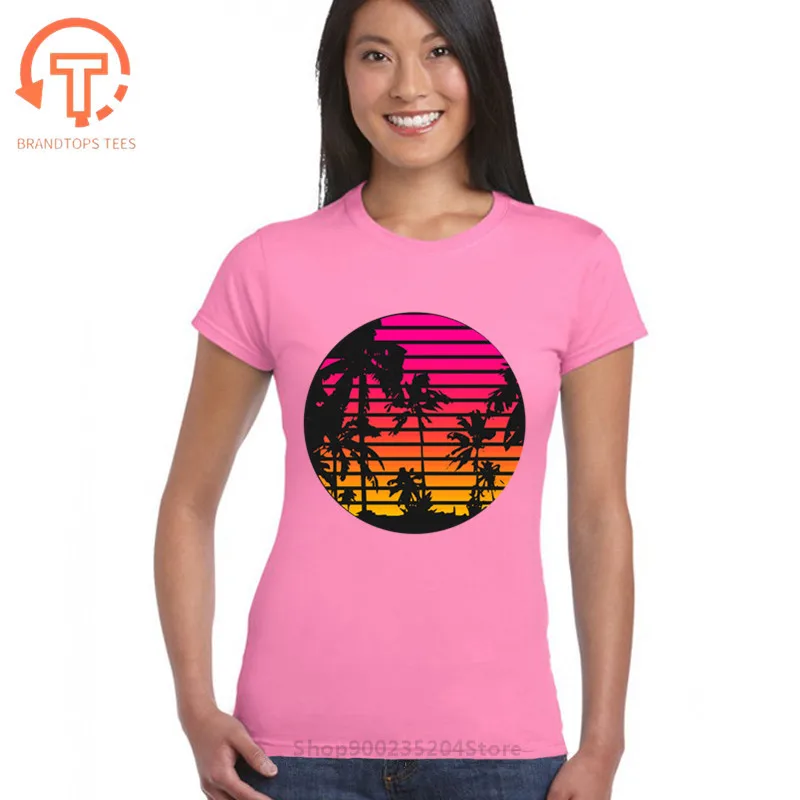 New Hawaii Mountain T-Shirt - Sunset Palm Tree Retro Wave Cartoon heaven t shirts women Fashion Tropical short sleeves t shirts