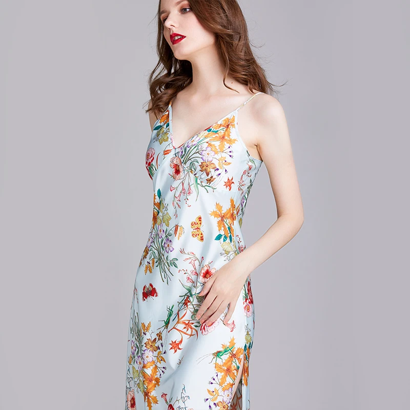 New Spring Summer Dress Sexy Nightgowns Lounge Long Skirt Cheongsam Backless Camisolas Sensuais Pijama Mujer