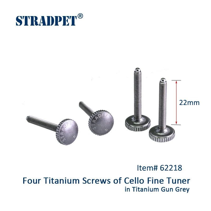 STRADPET 4pcs Titanium Screws of Cello Fine Tuner in Bright or Gun Gray, Two Bolt length, Four kinds of Nuts for Cello Tuner