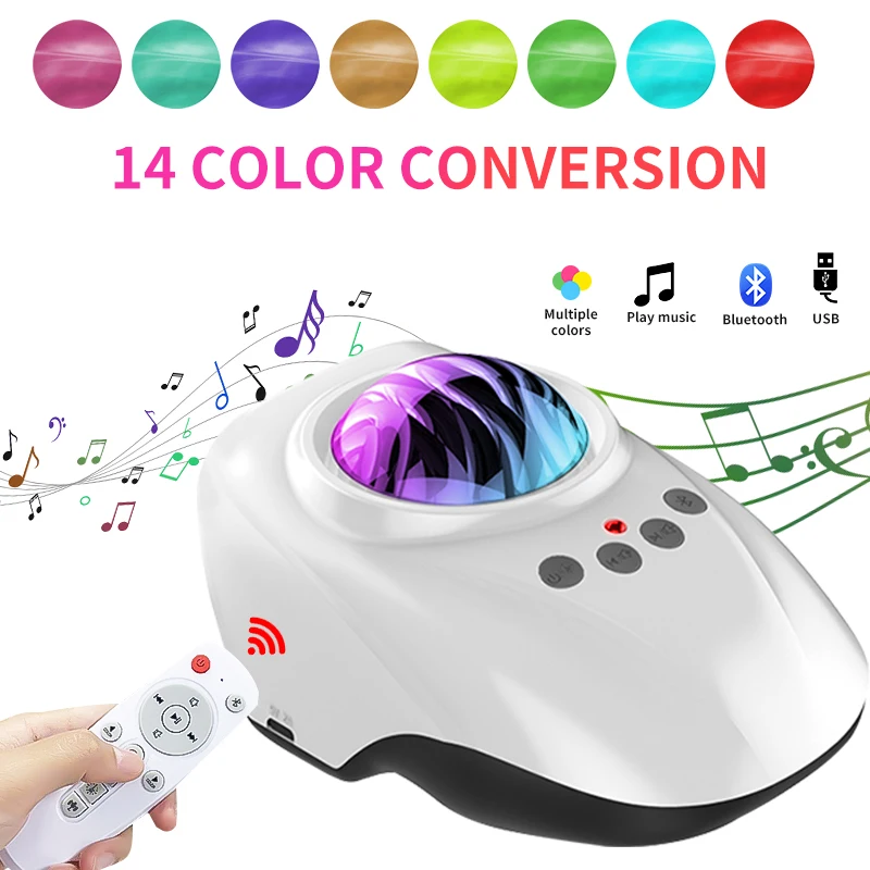 

Sleep Aid Ocean Projector LED Night Lights Music Starry Water Wave Projection Lighting Sleeping Bedside Bedroom Atmosphere Light