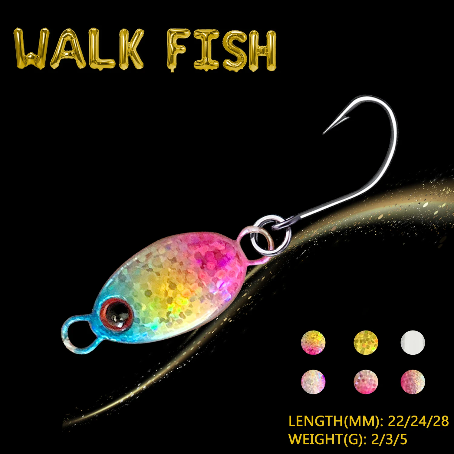 WALK FISH Metal Spoon Sequins Fishing Lure Mini Colorful Shiny Crankbait Long Shot Bionic Baits With Single Hook Fishing Tackle