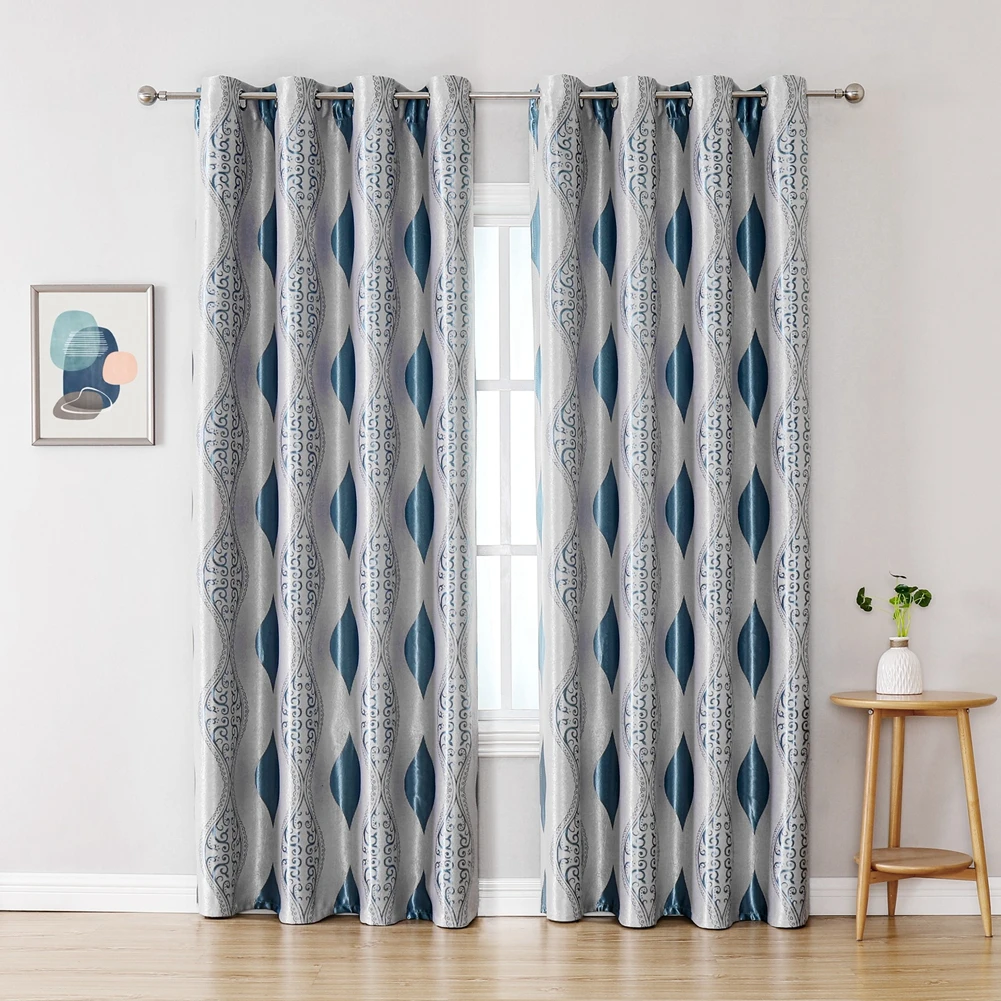 1 Piece Full Light Shading Blackout Curtain Modern Style Home Decor Geometric Pattern Window Curtain For Bedroom Living Room