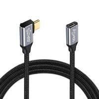 CY USB-C USB 3.1 Type C Male Left & Right Angled to Female Extension Data Cable 10Gbps 100W with Sleeve for Laptop