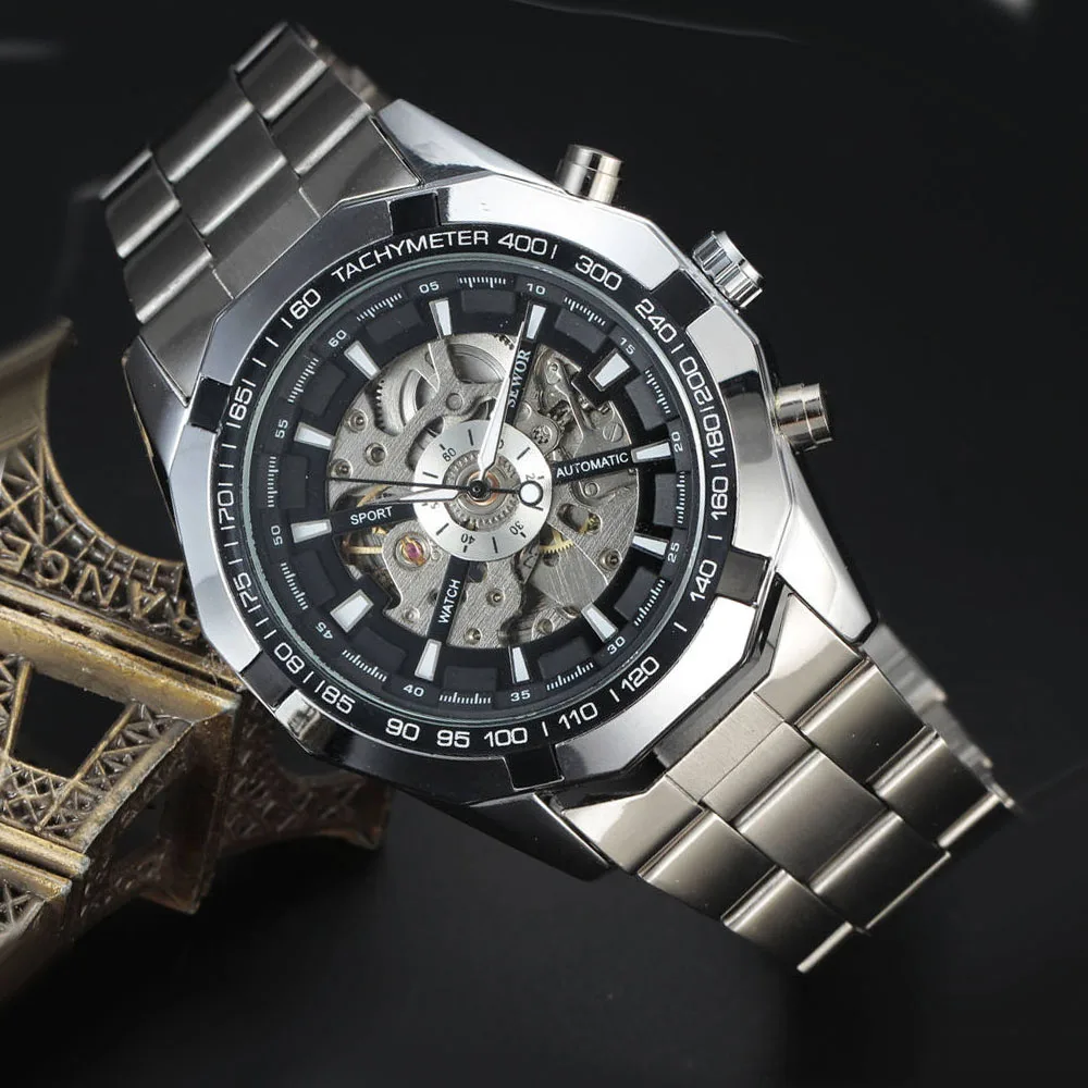 

SEWOR Fashion Skeleton Watches Men Automatic Mechanical Wristwatches Men Casual Sports Watches Reloj Hombre Relogio Masculino