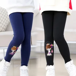 Winter Dikke Warme Broek Voor Grils 3-10T Cartoon Patroon Broek Baby Skinny Leggings Met Fleece Warm Elastische taille Broek