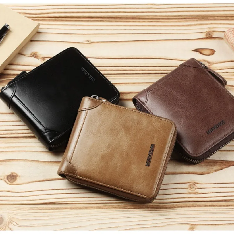 

Men's Fashion Handbag Youth Wallet Quality PU Retro Small Bag Short Moneybag Business Purse Thin Zipper Billfold Leisure Soft