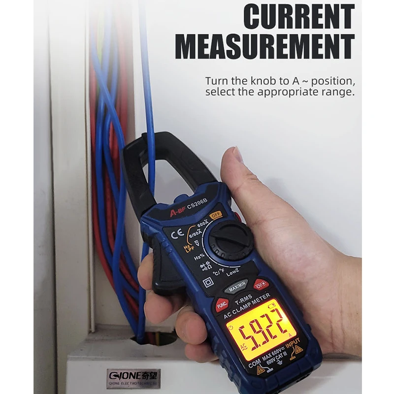 A-BF CS206B/CS206D Digital AC/DC Clamp Meter True RMS Auto Range MAX/MIN NCV Current Voltage Temp Capacitor Tester