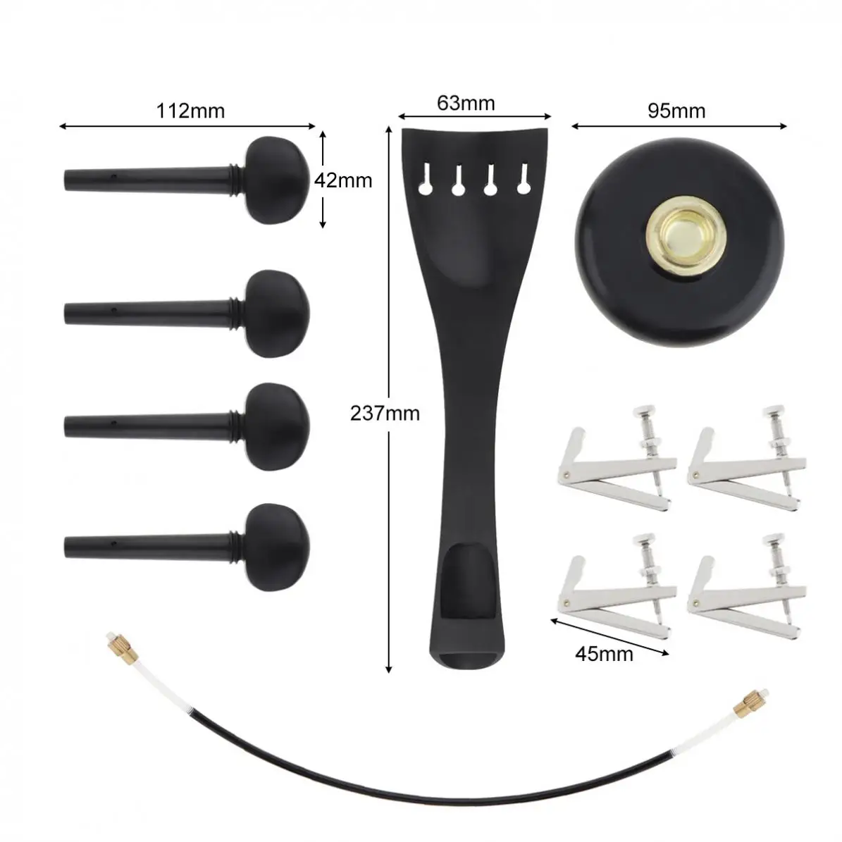 11 In 1 Set Universal Ebony Cello Accessories Kits Units Professional Ebony Material Violoncello Parts Assembly Component