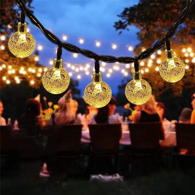 Imagem -03 - Outdoor Crystal Ball Luz Solar Impermeável String Fairy Lamps Guirlandas de Jardim Decoração de Natal 50 Leds 10m Ip65