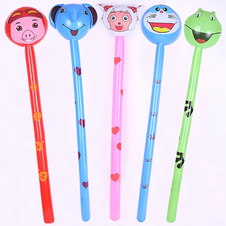 PVC Animal Head Long Stick Children Inflatable Giraffe Elephant Rabbit Frog Inflatable Stick Animal Stick