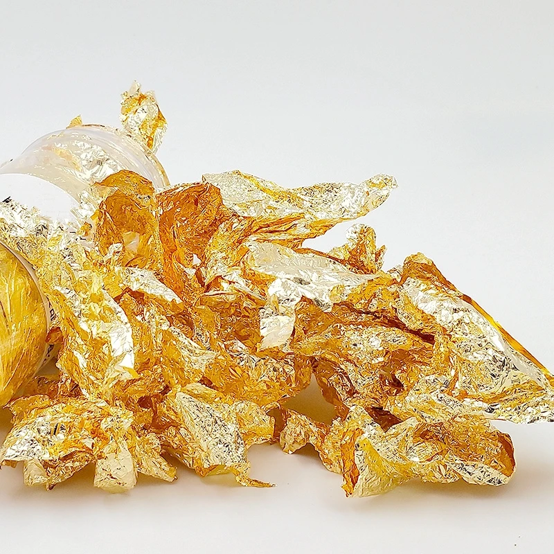 Aomily 2g/5g Genuine Gold Leaf Flake Pure Gold Foil Gilding Handicrafts Decoration DIY Create Noble Handicrafts Gift Not Edible
