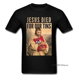 2019 Men T-shirt Jesus Died For Our Tins Tshirt Funny Designer T Shirts God Print Tops Christian Black Tees Cotton 80s Sweater