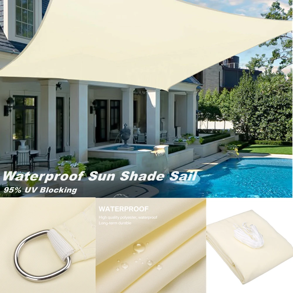 300D Waterproof Sun Shade Sail Rectangle Sunshade Sail Outdoor Garden Awnings Terrace Canopy Swimming Camping Hiking Yard Sail