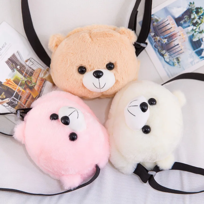 Cute Plush Bear Backpack Kawaii Bear Backpack Stuffed Bear Toy Children Crossbody Bag Gift Kids Toy For Little Girl