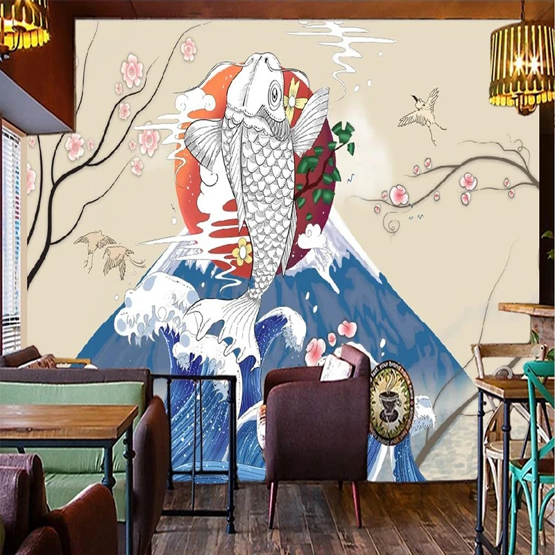 Custom Any Size 3D Wallpaper Retro Nostalgic Japanese Cuisine Dining Background Wall Paper Sticker Papel De Parede Fresco Tapety