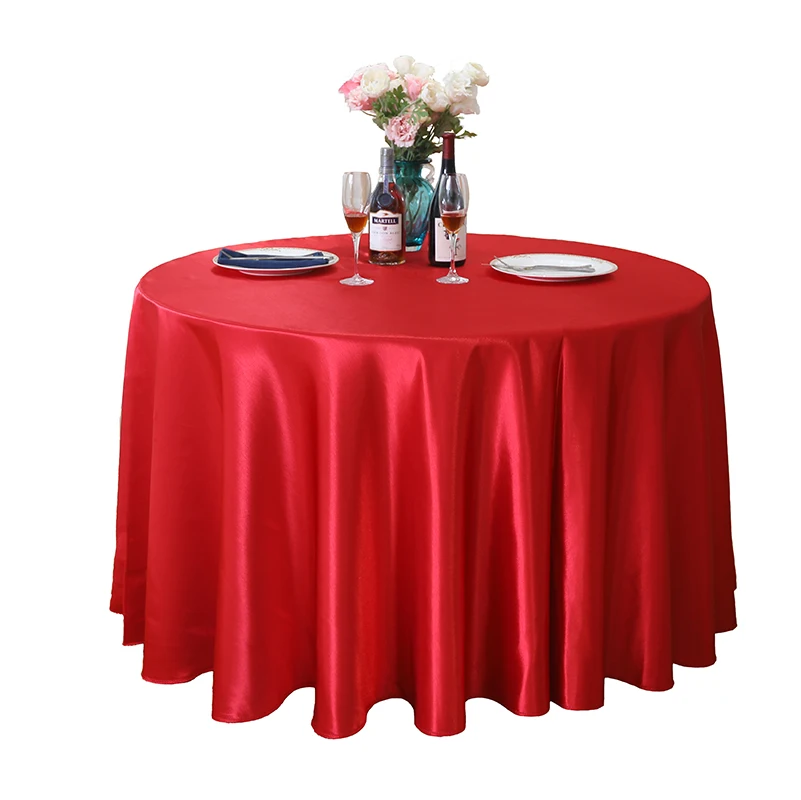 

Quality Plain Satin Round Table Cloth, Upscale Hotel Table Cover