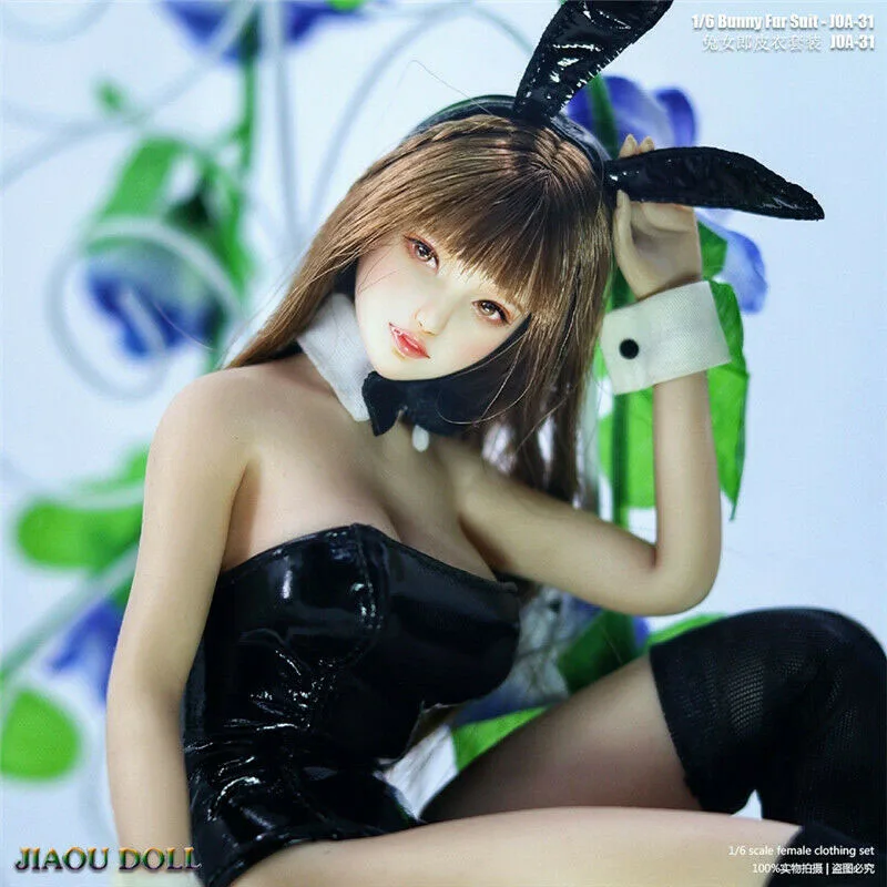 JOA-31 1/6 chica conejito de cuero mono ajustado ropa traje modelo apto 12 ''cuerpo de figura de acción de soldado femenino muñecas